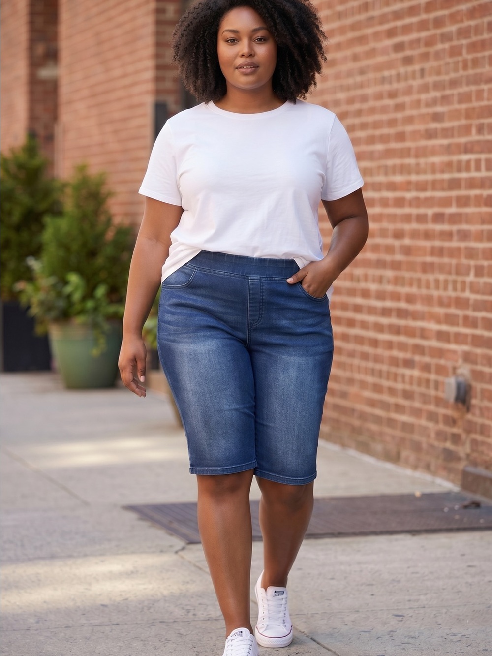 HUE Dark Blue Denim Bermuda Shorts
